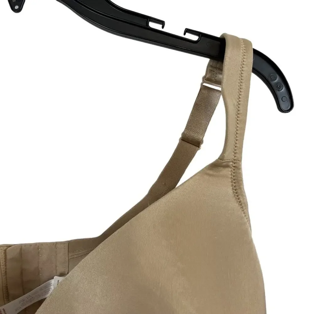 CACIQUE LIGHTLY LINED FULL COVERAGE Beige Tan Smooth Underwire Bra Satin 44DDD